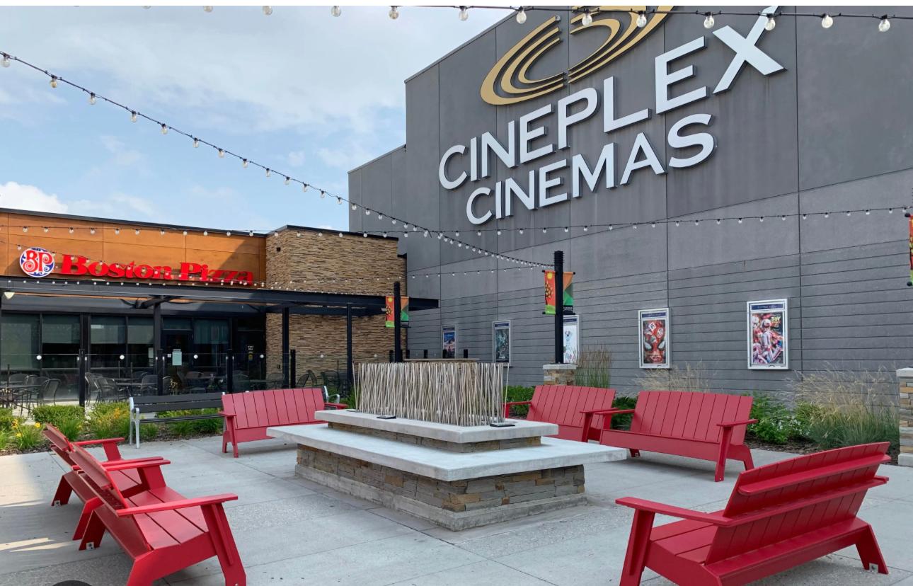 Cineplex Cinemas outdoor plaza interior construction Edmonton