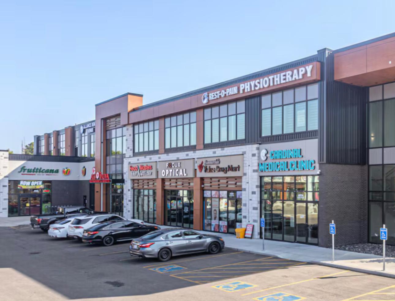 Mixed use retail complex acoustic ceiling Edmonton